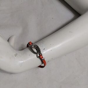 MAGNETIC LEATHER SILVER KNOT‎ BRACELET